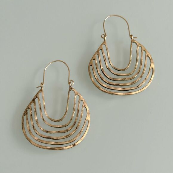 Boho Gold Hoop Earrings A1077 - Picture 3 of 4
